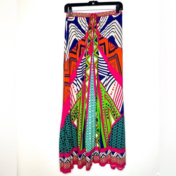 Flying Tomato Multicolor Geometric Elastic Waist Maxi Skirt Size Small - Picture 1 of 6